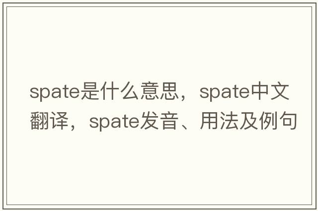 spate是什么意思，spate中文翻譯，spate發(fā)音、用法及例句