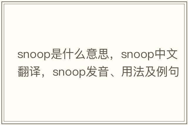 snoop是什么意思，snoop中文翻譯，snoop發(fā)音、用法及例句