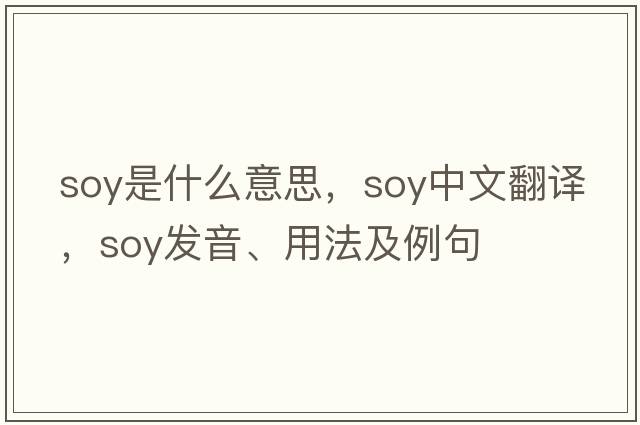 soy是什么意思，soy中文翻譯，soy發(fā)音、用法及例句