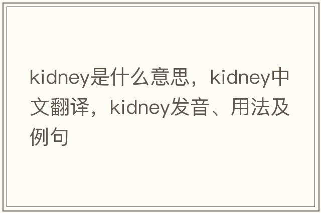 kidney是什么意思，kidney中文翻譯，kidney發(fā)音、用法及例句