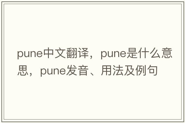 Pune中文翻譯，Pune是什么意思，Pune發(fā)音、用法及例句