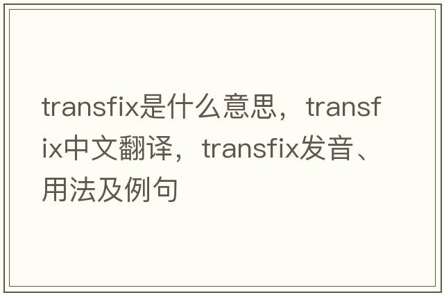 transfix是什么意思，transfix中文翻譯，transfix發(fā)音、用法及例句