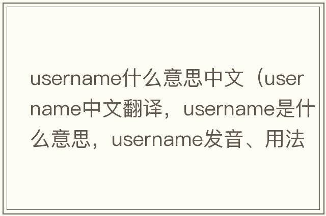 username什么意思中文（username中文翻譯，username是什么意思，username發(fā)音、用法及例句）