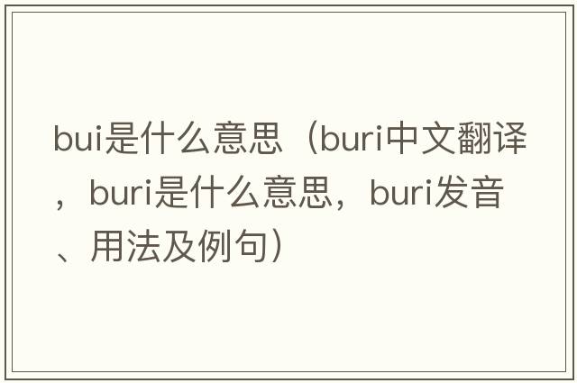 bui是什么意思（Buri中文翻譯，Buri是什么意思，Buri發(fā)音、用法及例句）